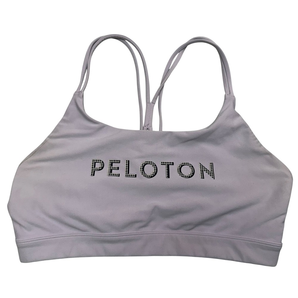 Peloton Sports Bra Womens Large Purple Strappy Racerback Activewear Logo